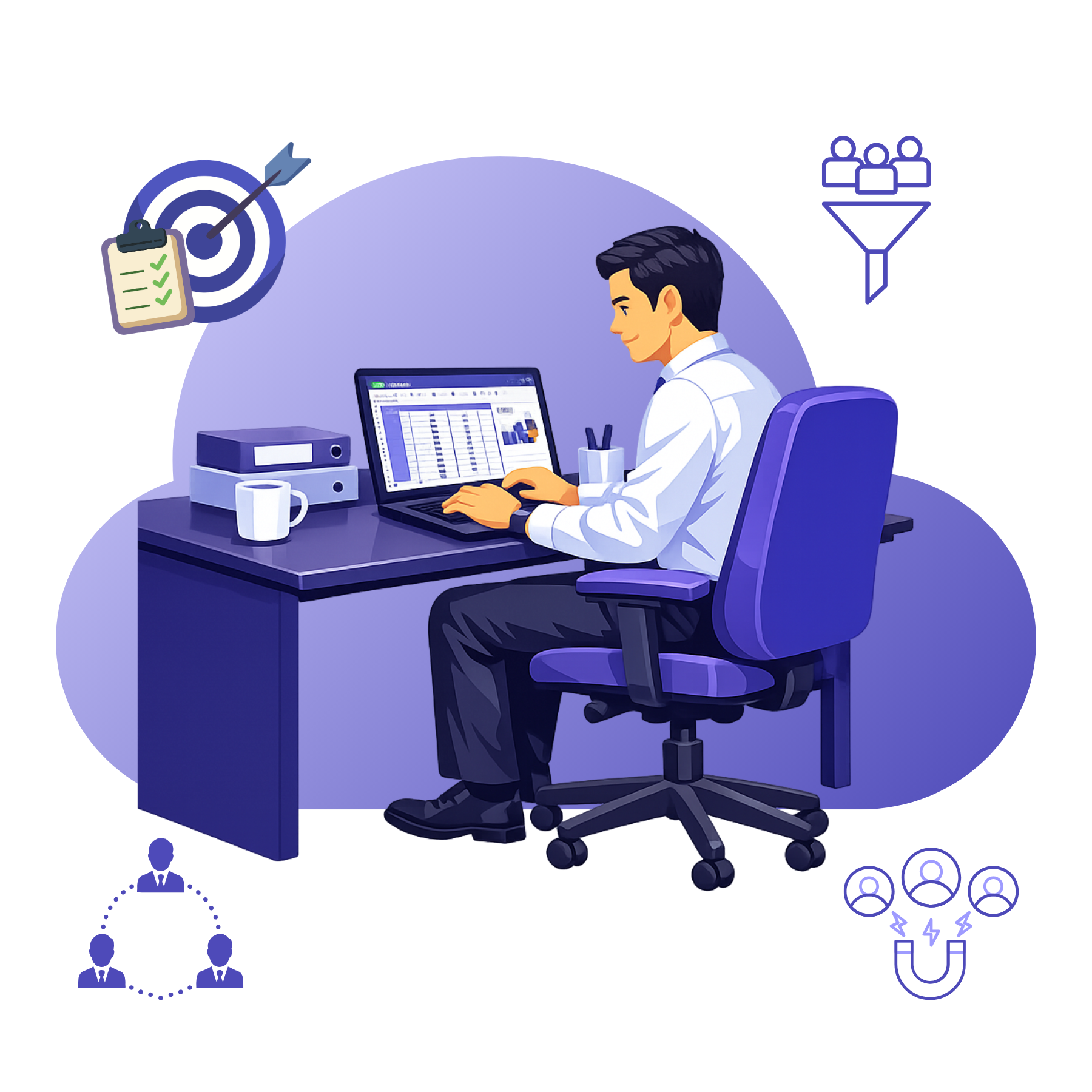 Business professional using the Databridge B2B data intelligence platform to build verified sales pipelines